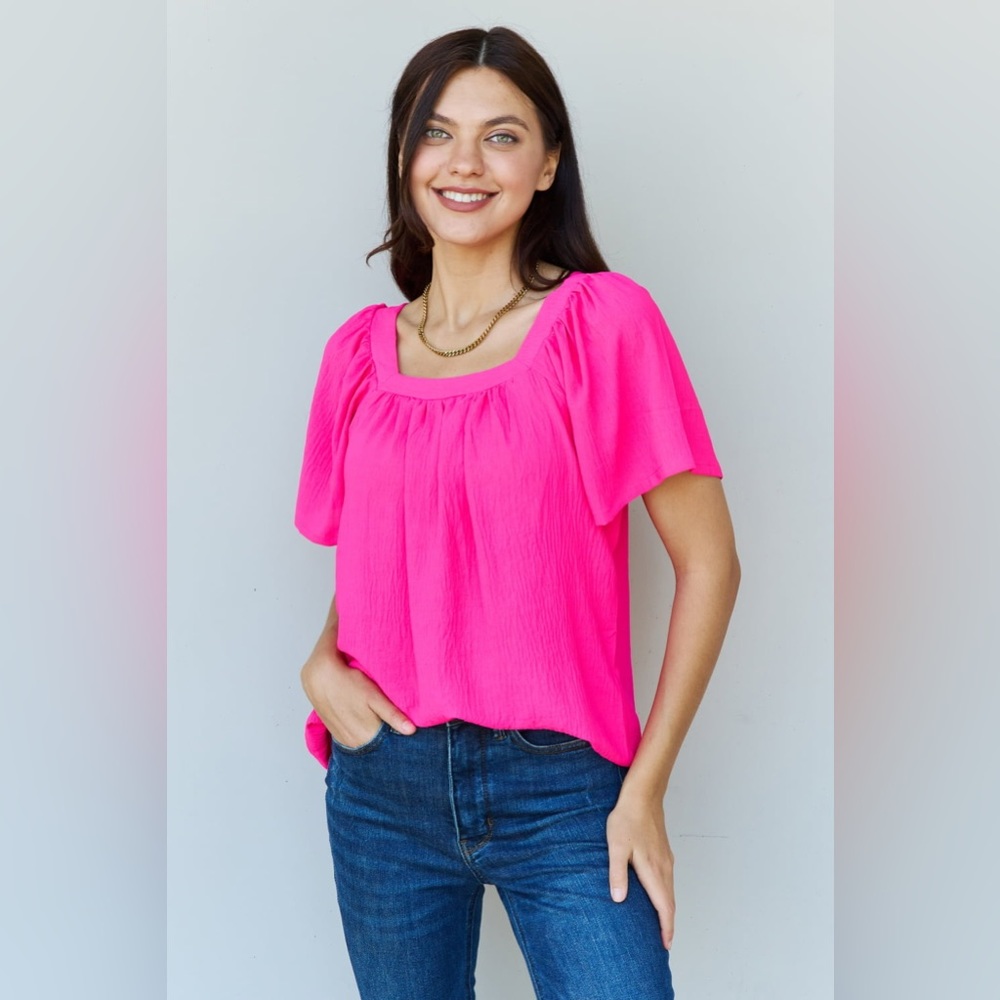 Ninexis Keep Me Close Square Neck Short Sleeve Blo